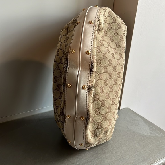 Gucci Biba Monogram Canvas Studded Hobo Bag - Picture 4 of 12